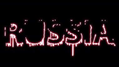 Kırmızı kanlı çizgileri olan Neon Rusya.