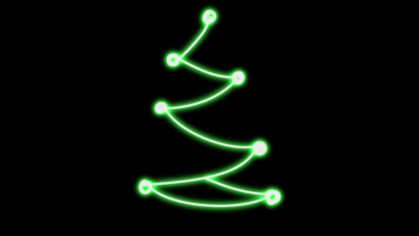 Neon Weihnachtsbaum mit Spielzeug. — Stockvideo