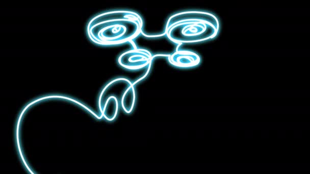 Drone al neon con pacco. — Video Stock