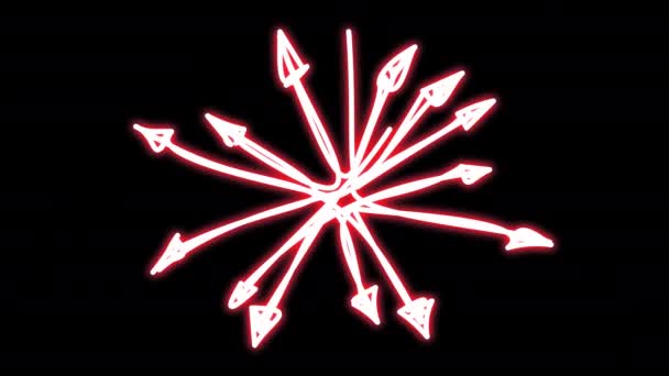 Frecce al neon con movimento in tutte le direzioni — Video Stock