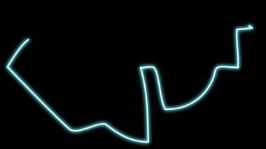 Neon sign with pointer up. A symbol of growth and promotion. Animation of a shining neon lamp on a black background. Stock video with alpha channel. Futuristic motion graphics with flickering.