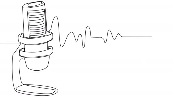 Το μικρόφωνο εκπομπής ραδιοφώνου σε μία γραμμή σε λευκή οθόνη. — Αρχείο Βίντεο