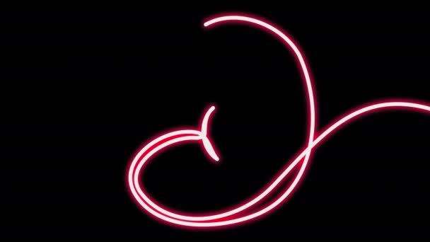 Animace neonového pupenu na černé obrazovce. — Stock video