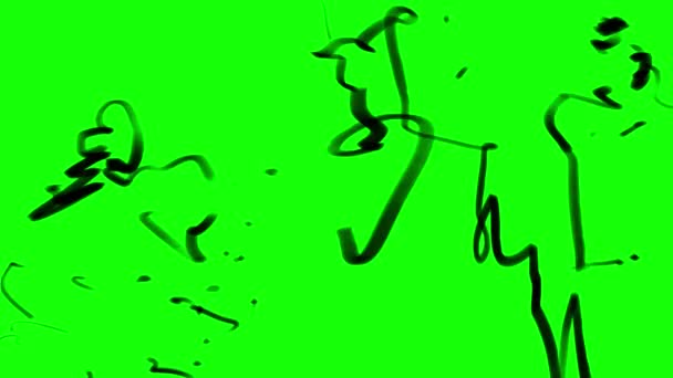 Animatie van chaotische wervelende blobs op een groene achtergrond. — Stockvideo