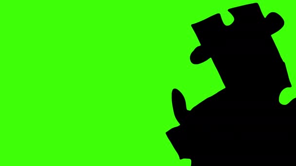 Doodle Puzzle Transition Green Background Cartoon Transition Black Squares Puzzle — Stockvideo