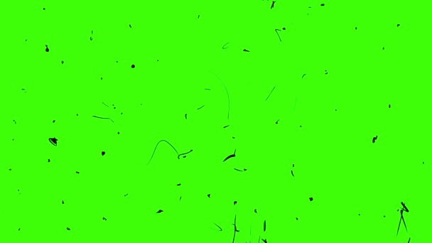 Black Dots Scratches Green Screen Minor Damage Film Retro Effect — Vídeo de Stock