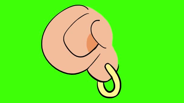 Cartoon ear with an earring — Wideo stockowe