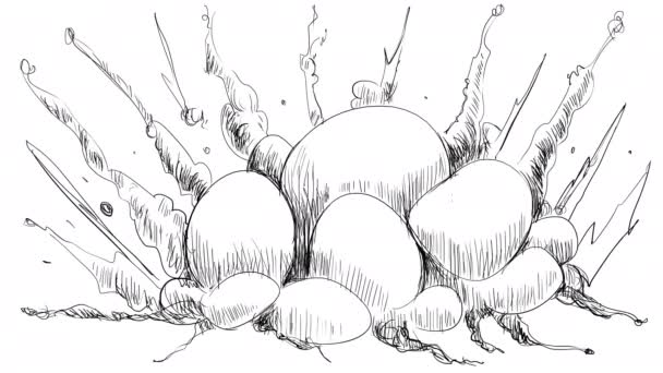 Animation of a cartoon explosion in sketch style — Vídeo de Stock