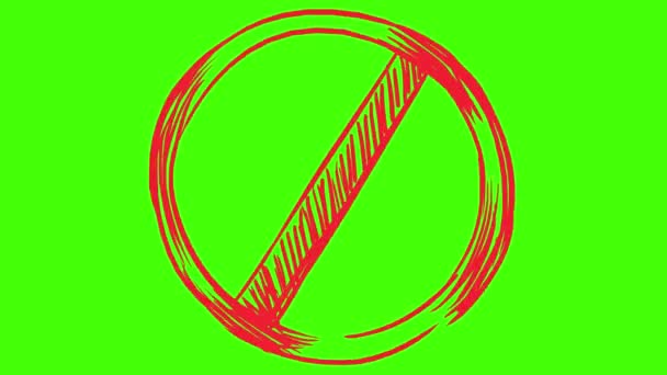 Κινούμενα σχέδια του απαγορευτικού σημείου σε στυλ doodle — Αρχείο Βίντεο