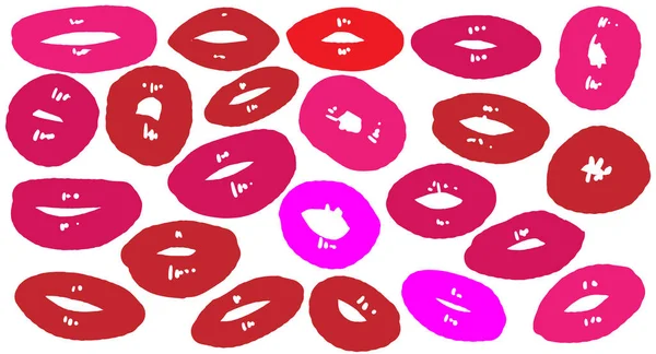 Multicolored Lipstick Prints White Background Vector Illustration Air Kisses — 스톡 벡터