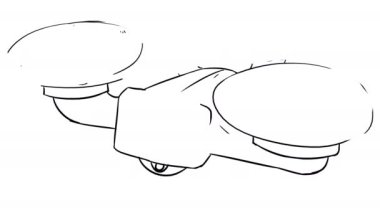 Self-drawing of a quadcopter in sketch style on a white screen. Animation of the drone with hatching. Concept of delivery, reconnaissance, video surveillance. Stock 4K video drone for whiteboard.