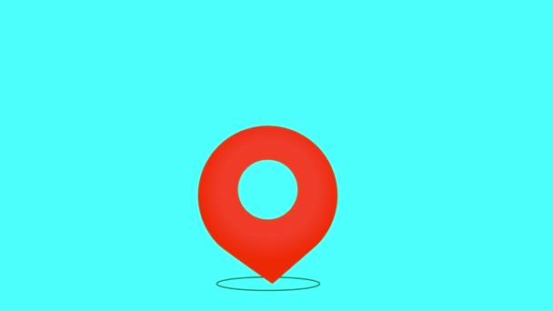 Map Pointer Animation Blue Screen Falling Hairpin Indicating Exact Location — Wideo stockowe