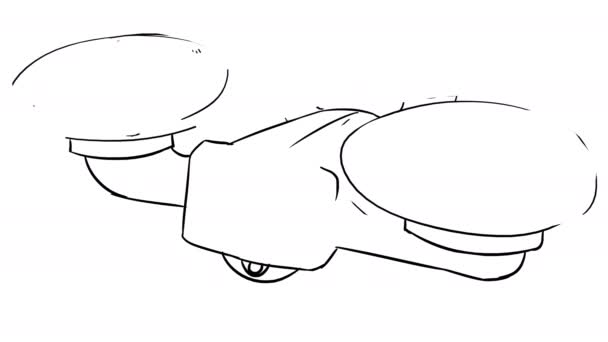 Самостійний Малюнок Квадрокоптера Стилі Ескізу Білому Екрані Анімація Дрона Вилупленням — стокове відео