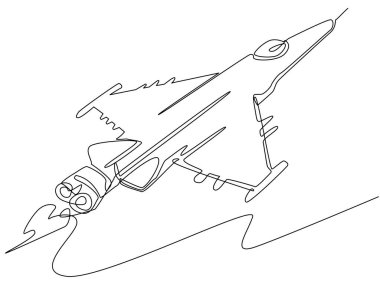 Beyaz arka planda bir sıra avcı uçağı. Savaş uçakları soyut bir şekilde uçuyor. Hava kuvvetleri ve ordu konsepti. Stok vektör resmi.