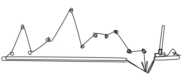 Line Chart Bottom Penetration White Background Big Crisis Ruin Business — 图库矢量图片