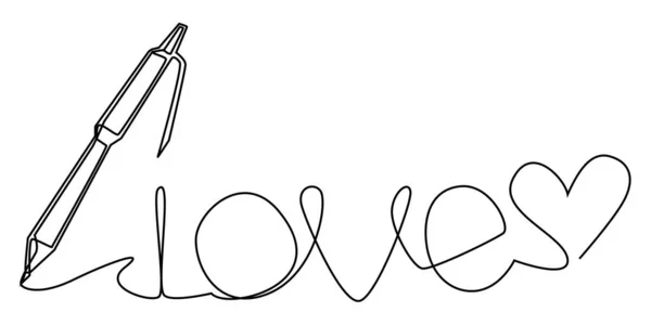 Ballpoint Pen Word Love Written One Line White Background Stock — Image vectorielle