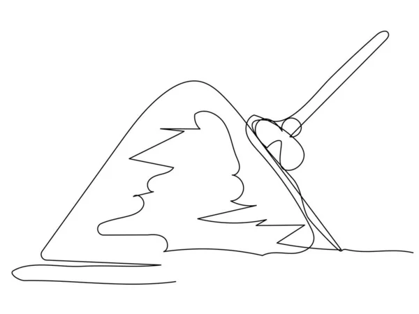 Pile Earth Shovel One Line Dug Hole Abstract Style Stock — ストックベクタ