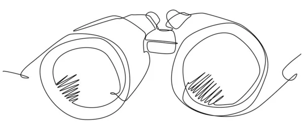 Binoculars Single Line White Background Concept Observation Large Zoom Military — Archivo Imágenes Vectoriales