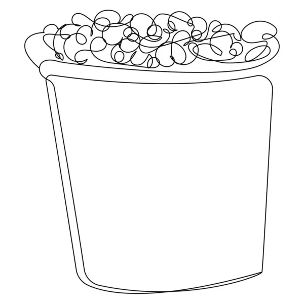 Bucket Popcorn One Line White Background Stock Vector Illustration Abstract — Archivo Imágenes Vectoriales