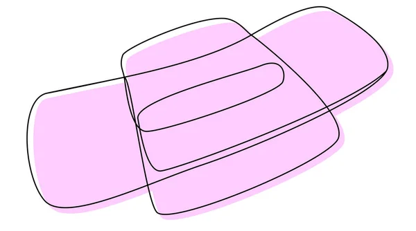 Feminine Sanitary Pad One Line Pink Silhouette Hygiene Remedy Critical — стоковый вектор