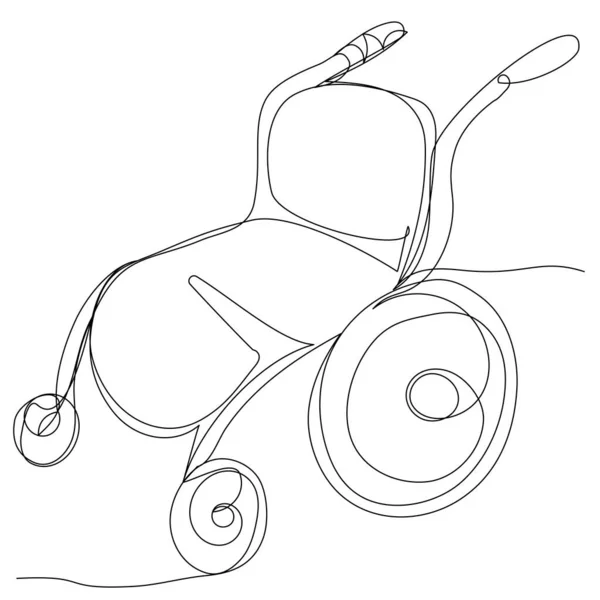 One Line Doodle Wheelchair White Background Concept Disability Human Movement —  Vetores de Stock