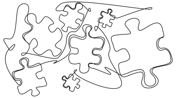 Doodle Puzzles One Line White Background Abstract Illustration Simple Puzzle — Διανυσματικό Αρχείο