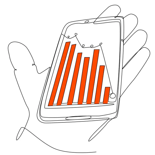 Smartphone Falling Financial Graph Palm Your Hand Concept Crisis Market — стоковый вектор