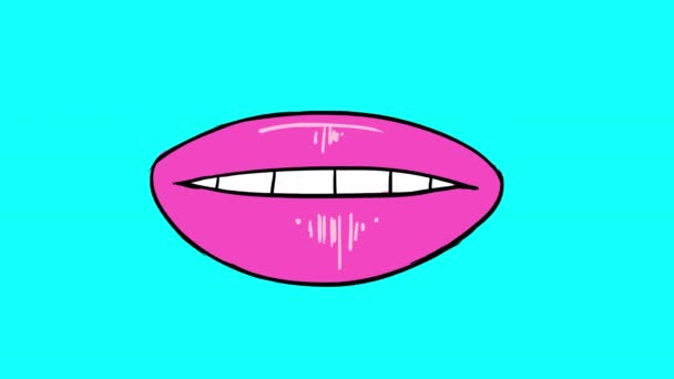 Animation Cartoon Smile Kiss Blue Background Concept Joy Love Warm — Stock Video
