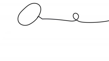 Tek satırda kendi kendine çizilmiş bir anahtar. Kapı açma konsepti ve olasılıkların animasyonu. Yeni bir ev ya da kiralama hakkında alfa kanallı 4k stok videosu.