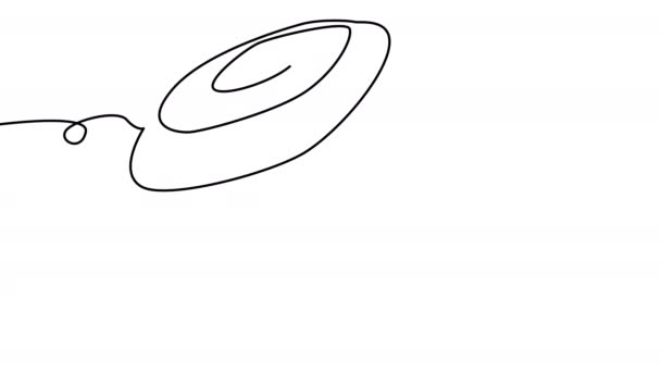 Self Drawing Ufo One Line White Screen Animation Alien Spaceship — Stockvideo
