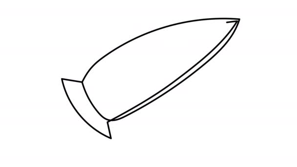 Self Drawing Space Rocket One Line White Screen Animation Abstract — Stockvideo