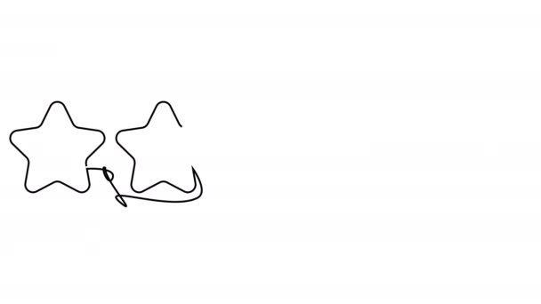 Саморисование Пяти Звезд Одну Линию Белом Экране Мультфильм Получил Самую — стоковое видео