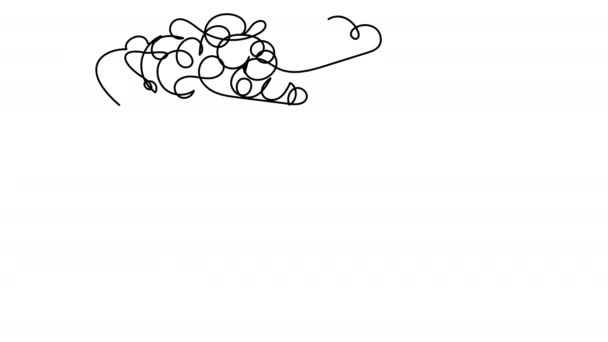 Само Рисование Ведра Попкорна Одну Линию Белом Экране Анимация Атрибута — стоковое видео