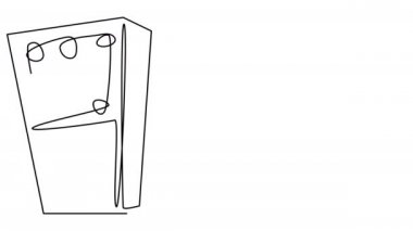 Düşen bir domino taşını tek satırda çizmek. Masa oyununun eklemlerinin animasyonu. İş, strateji ve parçalarla ilgili alfa kanallı 4k stok videosu.