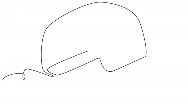 Саморисование Солдатского Шлема Одну Линию Белом Экране Анимация Зеленом Шлеме — стоковое видео