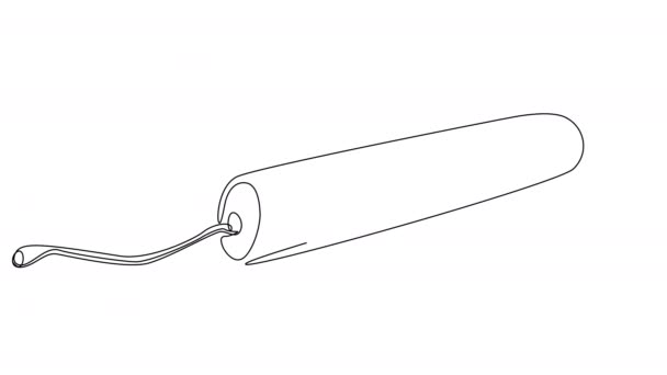 Dibujar Tampón Una Línea Una Pantalla Blanca Animación Del Remedio — Vídeo de stock