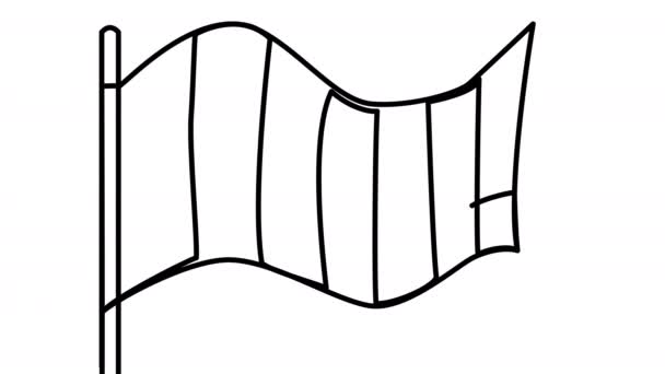 Саморисование Флага Шашек Одной Строке Белом Экране Анимация Стартового Спортивного — стоковое видео