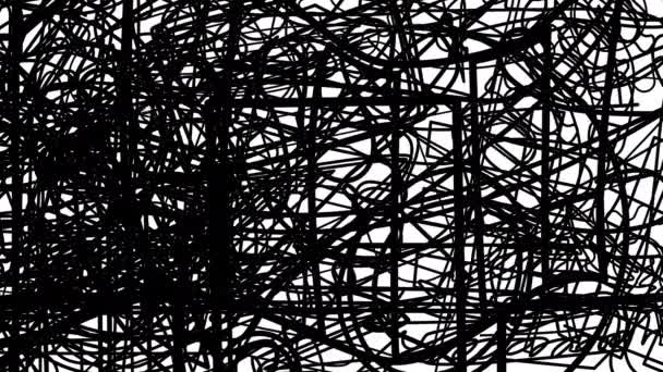 Abstrakte Chaotische Schwarze Linien Füllen Den Raum Rahmenübergang Mit Webfäden — Stockvideo