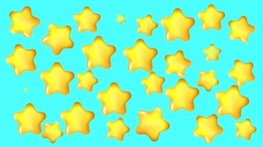 Mavi ekranda çizgi film yıldızlarının olduğu bir desen. Yer hareketli grafikler. Alfa kanallı 4k.