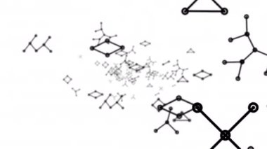 Parallax looped connections and geometric paths on a white screen. Animation of flying through abstract lines and points. Stock 4k video with alpha channel.