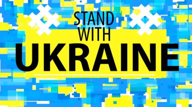 Ukrayna 'da kal. Savaşta Ukrayna 'ya yapılan mavi ve sarı yardım renkleri. Hayır kurumu için vektör illüstrasyonu, bağışlar, hikayeler, basılabilir el ilanları.