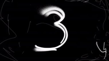 Animation doodle countdown from 1 to 10. Old tape with numbers of the remaining time before the start of the video. Art video with worn-out film and old artifacts. 4k with alpha channel.