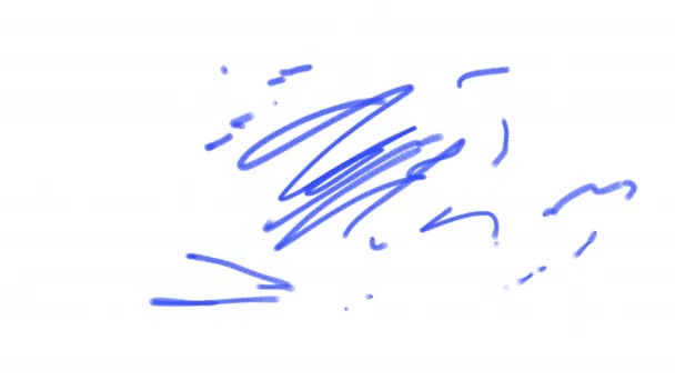 Animation Blue Lines White Screen Ballpoint Pen Writing Effect Video — Vídeo de Stock