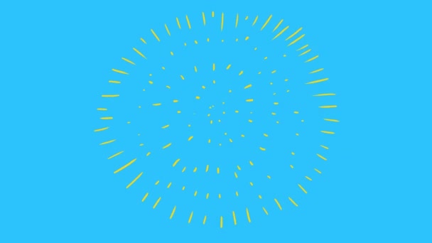 Cartoon Gold Salute Blue Background Animation Festive Pyrotechnics Concept Congratulations — Wideo stockowe