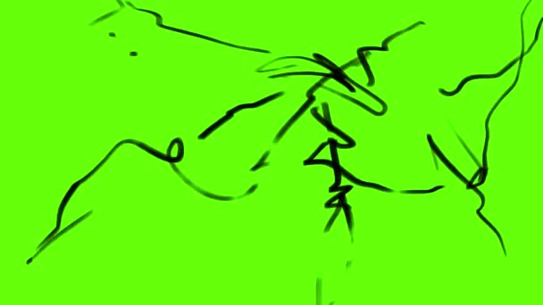 Animation Black Lines Brown Strokes Green Screen Art Effect Video — Video Stock