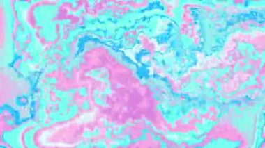 Mavi ve pembe sıvının döngülü animasyonu. Holografik taşkınlığı olan stok videosu 4K 'de. Arkaplan için soyut sıvı.