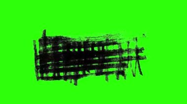 Yeşil ekranda kalem darbelerinin canlandırması. Alfa kanalı ile 4k 'lik çizim vuruşlarının sanat etkisi. Soyut doku çizimi ve yaratıcılık.