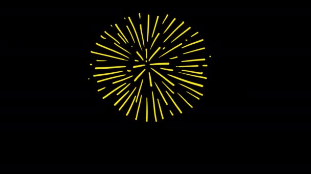Cartoon Salute Multi Colored Explosions Black Screen Animation Festive Pyrotechnics — Αρχείο Βίντεο