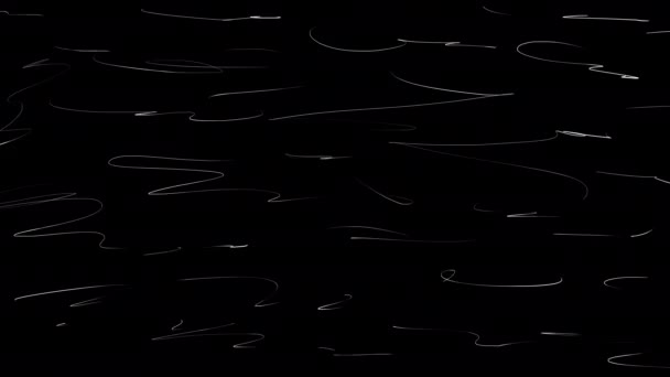 Animation White Wavy Strokes Black Screen Stock Video Curved Thin — ストック動画