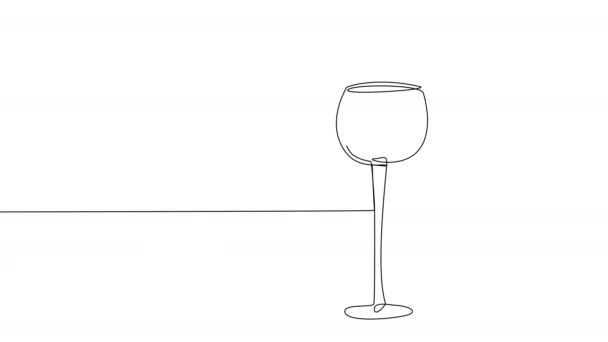 Self Drawing Glass Bottle Wine Single Line White Screen Animation — Vídeo de stock